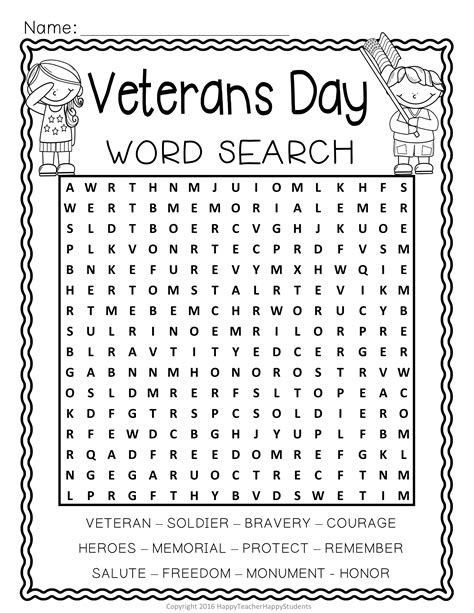 Free Printable Veterans Day Word Search